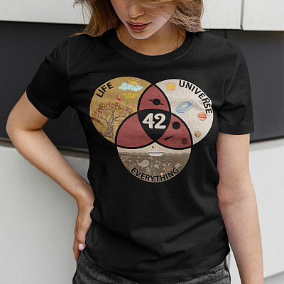 Alternative view of 42 The Answer To Life Universe And Everything T-Shirt - V-neck - 42 Meaning Of Life Tee Shirt