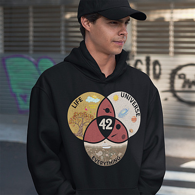 Alternative view of 42 The Answer To Life Universe And Everything Hoodie - Sweatshirt - 42 Meaning Of Life Long Sleeve Shirt