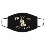 Pray More Worry Less Washable Reusable Custom Printed Cloth Face Mask Cover, White, Cloth Face Cover – Medium/Large