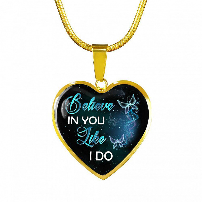 Believe In You Like I Do Heart Pendant Necklace - Heart Luxury Necklace (Gold Plated)