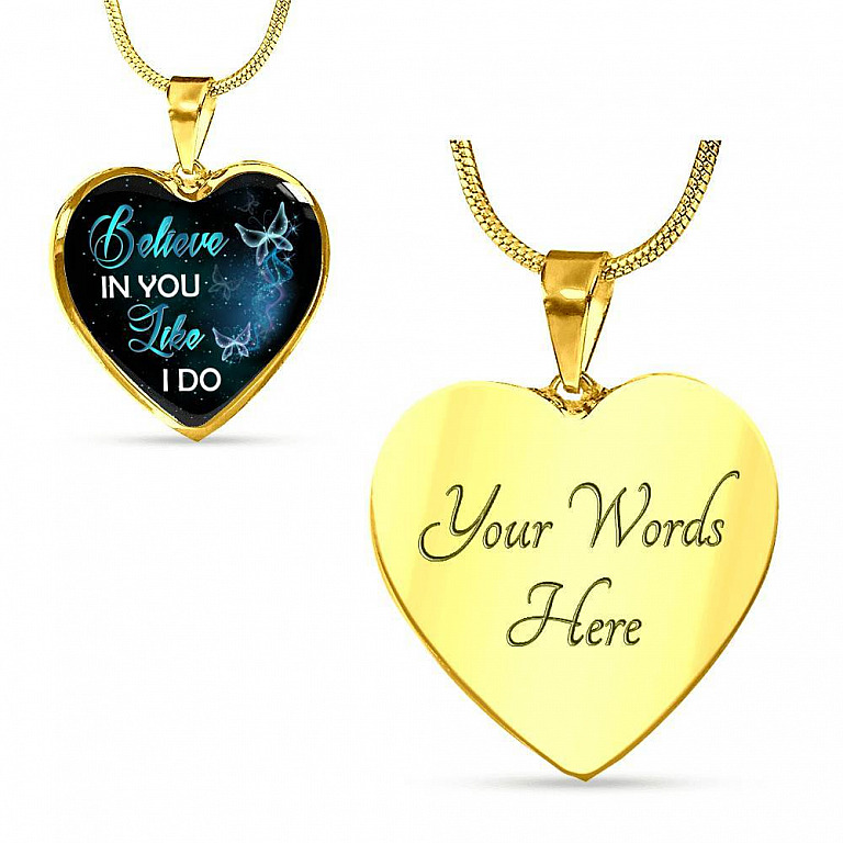 Believe In You Like I Do Heart Pendant Necklace - Heart Luxury Necklace (Gold Plated)