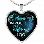 Believe In You Like I Do Heart Pendant Necklace - Heart Luxury Necklace (Silver)