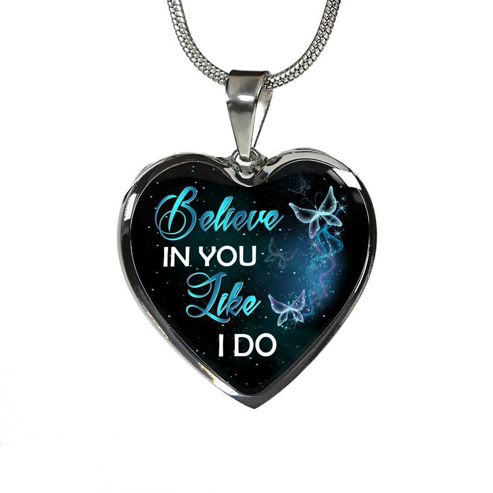 Believe In You Like I Do Heart Pendant Necklace - Heart Luxury Necklace (Silver) Believe In You Like I Do Heart Pendant Necklace - Heart Luxury Necklace (Silver)
