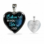 Believe In You Like I Do Heart Pendant Necklace - Heart Luxury Necklace (Silver)