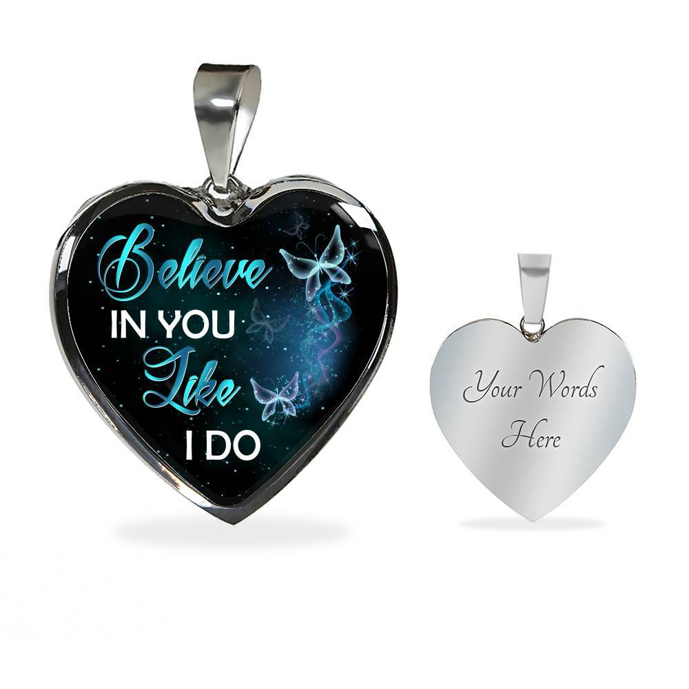 Believe In You Like I Do Heart Pendant Necklace - Heart Luxury Necklace (Silver) Believe In You Like I Do Heart Pendant Necklace - Heart Luxury Necklace (Silver)