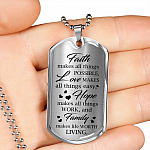 Faith Makes Possible Love Makes Easy Hope Makes Work Family Makes Life Worth Thing Dog Tag Pendant Necklace - Dog Tag (Silver) Faith Makes Possible Love Makes Easy Hope Makes Work Family Makes Life Worth Thing Dog Tag Pendant Necklace - Dog Tag (Silver)