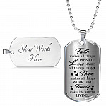 Faith Makes Possible Love Makes Easy Hope Makes Work Family Makes Life Worth Thing Dog Tag Pendant Necklace - Dog Tag (Silver) Faith Makes Possible Love Makes Easy Hope Makes Work Family Makes Life Worth Thing Dog Tag Pendant Necklace - Dog Tag (Silver)