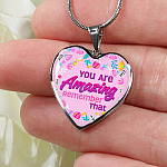 You Are Amazing Remember That Heart Pendant Necklace - Heart Luxury Necklace (Silver)
