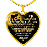 From Dad To My Daughter Saying Necklace - Never Forget I Love You Daddy's Little Girl Heart Pendant Necklace - Heart Luxury Necklace (Gold Plated)