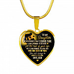 From Dad To My Daughter Saying Necklace - Never Forget I Love You Daddy's Little Girl Heart Pendant Necklace - Heart Luxury Necklace (Gold Plated)