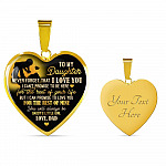 From Dad To My Daughter Saying Necklace - Never Forget I Love You Daddy's Little Girl Heart Pendant Necklace - Heart Luxury Necklace (Gold Plated)