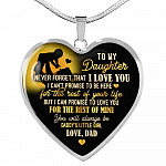 From Dad To My Daughter Saying Necklace - Never Forget I Love You Daddy's Little Girl Heart Pendant Necklace - Heart Luxury Necklace (Silver)