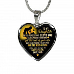 From Dad To My Daughter Saying Necklace - Never Forget I Love You Daddy's Little Girl Heart Pendant Necklace - Heart Luxury Necklace (Silver)
