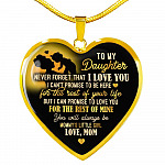 From Mom To My Daughter Saying Necklace - Never Forget I Love You Mommy's Little Girl Heart Pendant Necklace - Heart Luxury Necklace (Gold Plated)