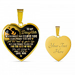 From Mom To My Daughter Saying Necklace - Never Forget I Love You Mommy's Little Girl Heart Pendant Necklace - Heart Luxury Necklace (Gold Plated)
