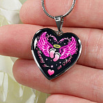 Mommy Of An Angel Girl Infant Child Loss Memorial Heart Pendant Necklace - Sympathy Gift For Pregnancy Loss - Heart Luxury Necklace (Silver)