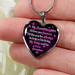 To My Granddaughter I Will Love You Forever As Long As I’m Living My Baby You Will Be Grandma Heart Pendant Necklace - Heart Luxury Necklace (Silver)