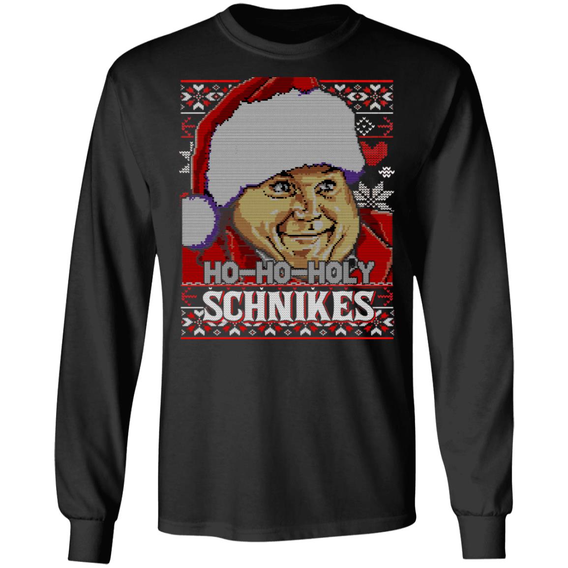 Ho Ho Holy Schnikes Sweater - Chris Farley Hoodie - Sweatshirt - Long Sleeve Shirt - Ugly Christmas Sweater, Black, Long Sleeve