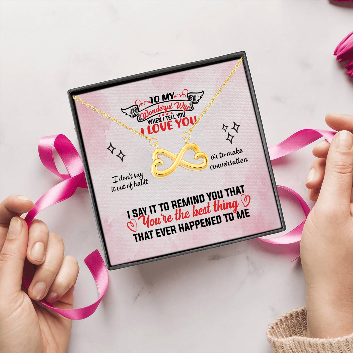 4HP. I Love You Infinity Heart Necklace (Gold) 5