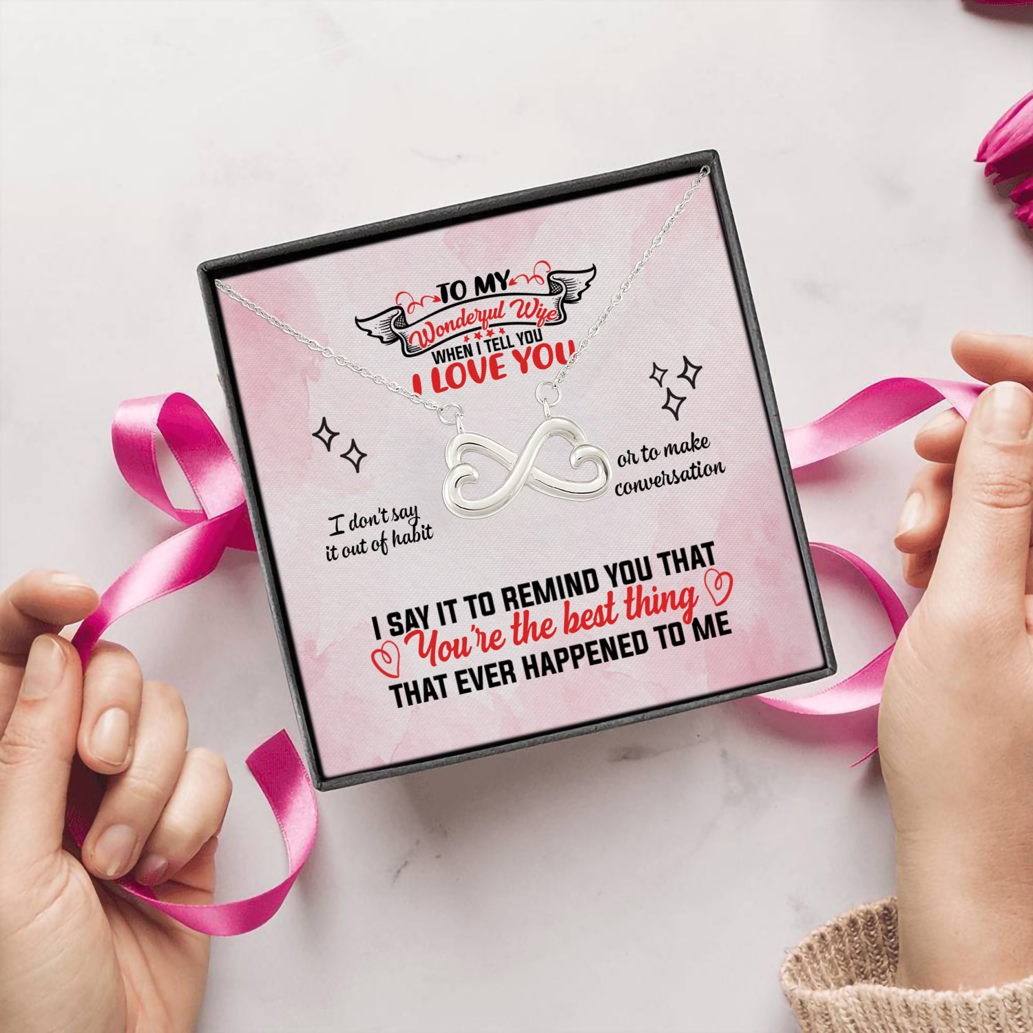 4HP. I Love You Infinity Heart Necklace (Silver) 5