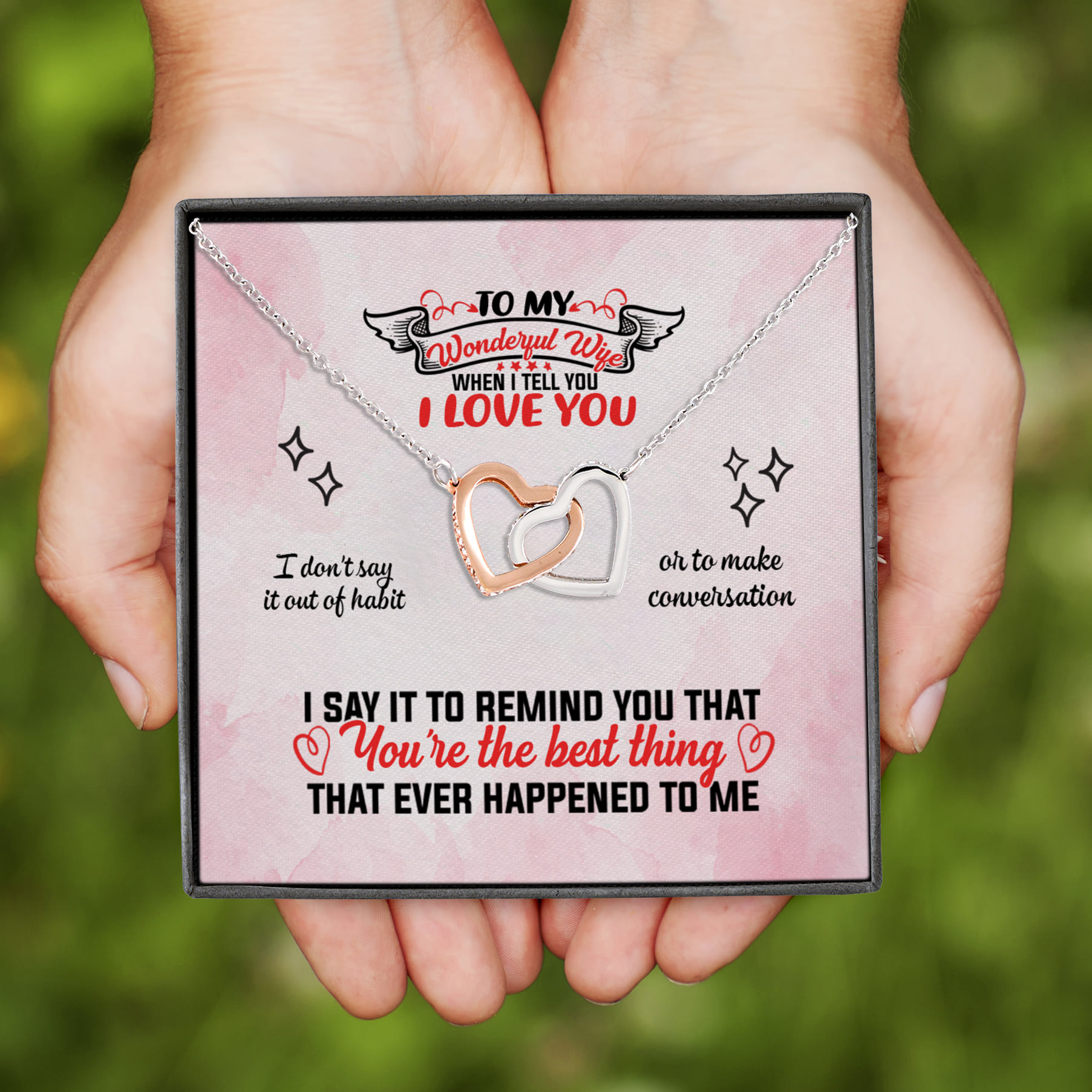 4HP. I Love You Interlocking Hearts Necklace