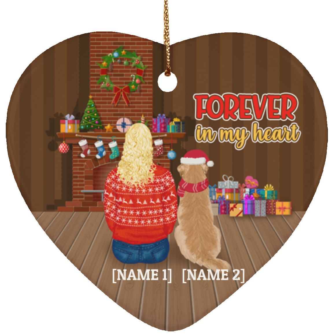 Personalized Golden Retriever Forever In My Heart Decorative Christmas Ornament - Holiday Flat Heart Ornament, White, Heart Ornament Personalized Golden Retriever Forever In My Heart Decorative Christmas Ornament - Holiday Flat Heart Ornament, White, Heart Ornament