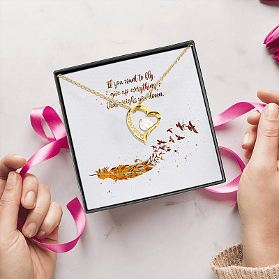 Alternative view of If You Want To Fly Give Up Everything That Weighs You Down Forever Love Pendant Necklace
