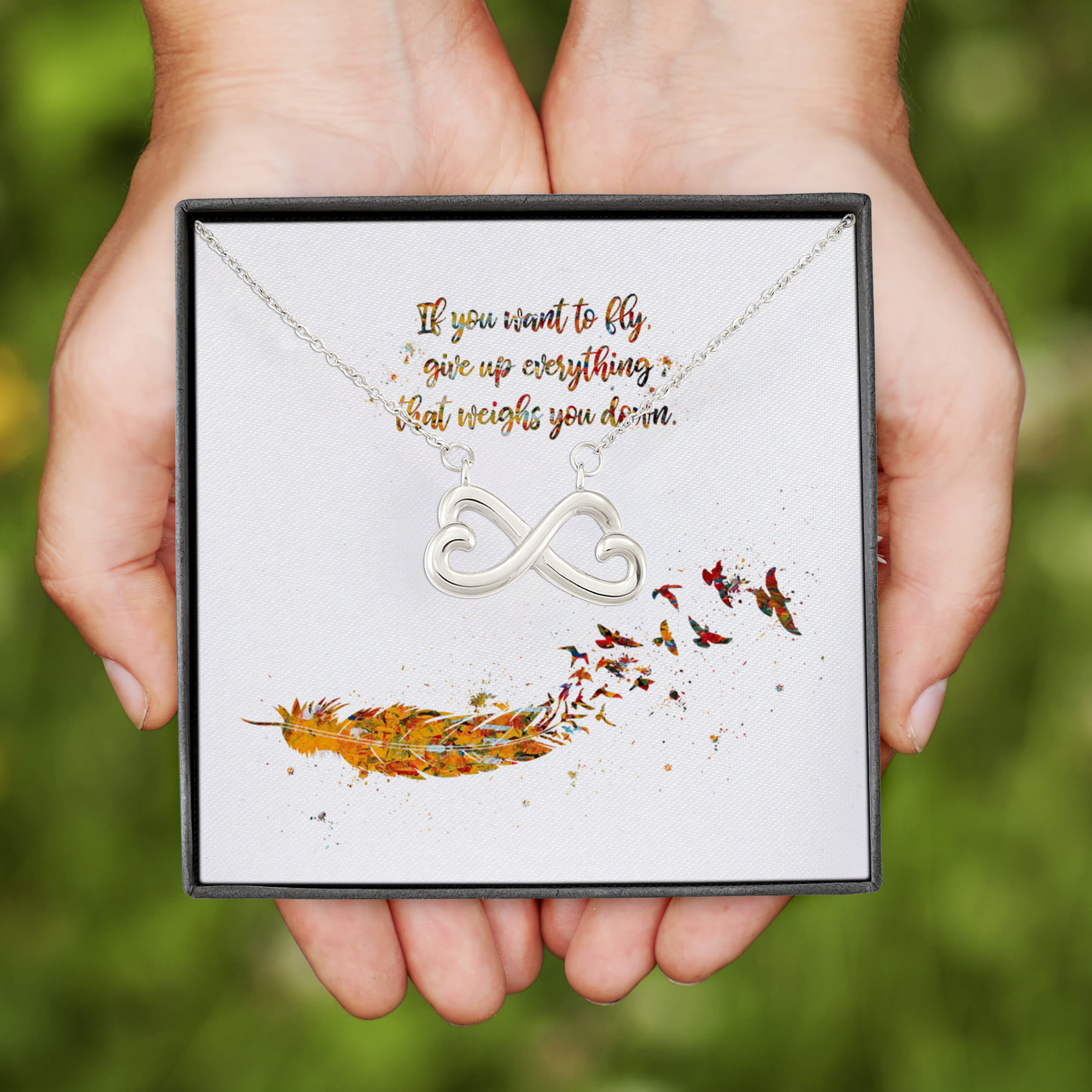 1HP. If You Want Fly (2) Infinity Heart Necklace (Silver)