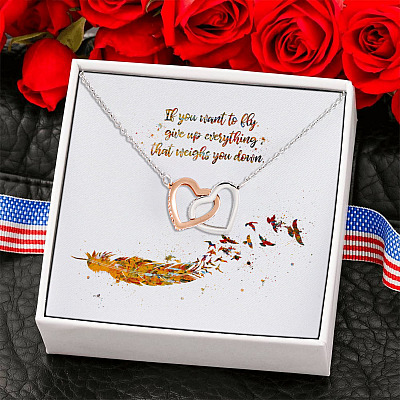 If You Want To Fly Give Up Everything That Weighs You Down Interlocking Hearts Pendant Necklace