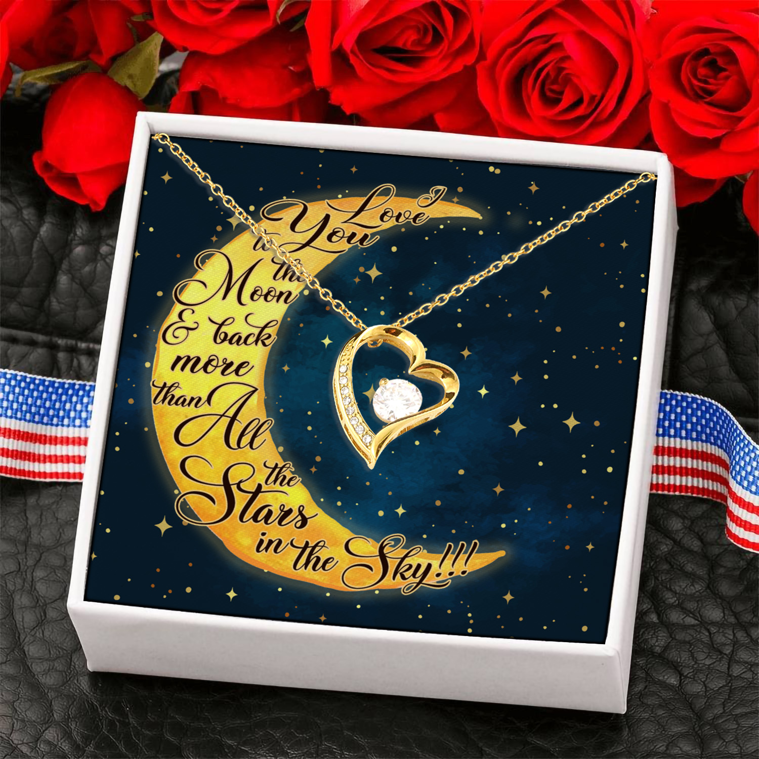 5HP. Love You To The Moon message Card Forever Love Necklace (Gold) 6