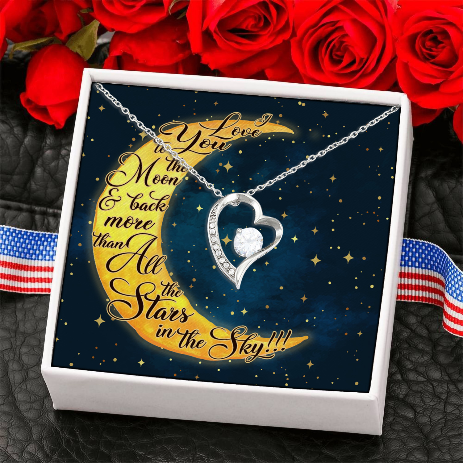5HP. Love You To The Moon message Card Forever Love Necklace (Silver) 6