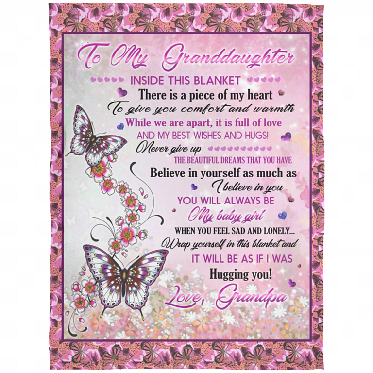 Grandpa To Granddaughter Inside This Blanket There Is A Piece Of My Heart To Give You Comfort Fleece Blanket, White, Arctic Fleece Blanket - 60x80