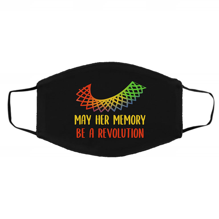 May Her Memory Be A Revolution Washable Reusable Custom - Printed Cloth Face Mask Cover, Black, Cloth Face Cover – Medium/Large
