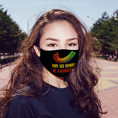 Alternative view of May Her Memory Be A Revolution Washable Reusable Custom - Printed Cloth Face Mask Cover