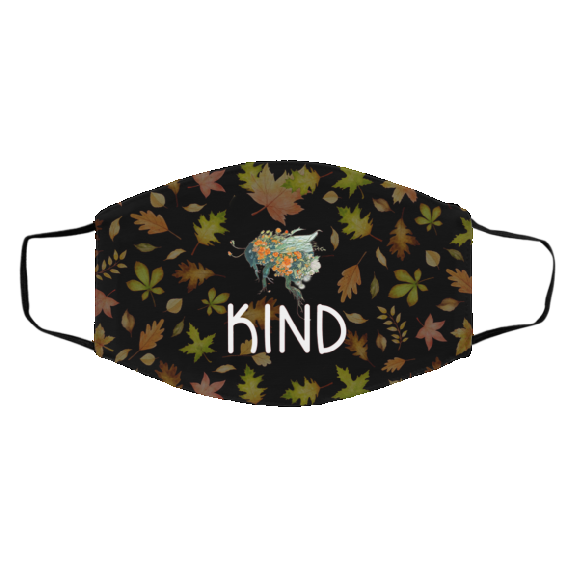 Flower Bee Kind Floral Washable Reusable Custom Printed Cloth Face Mask Cover, Black, Cloth Face Cover – Medium/Large