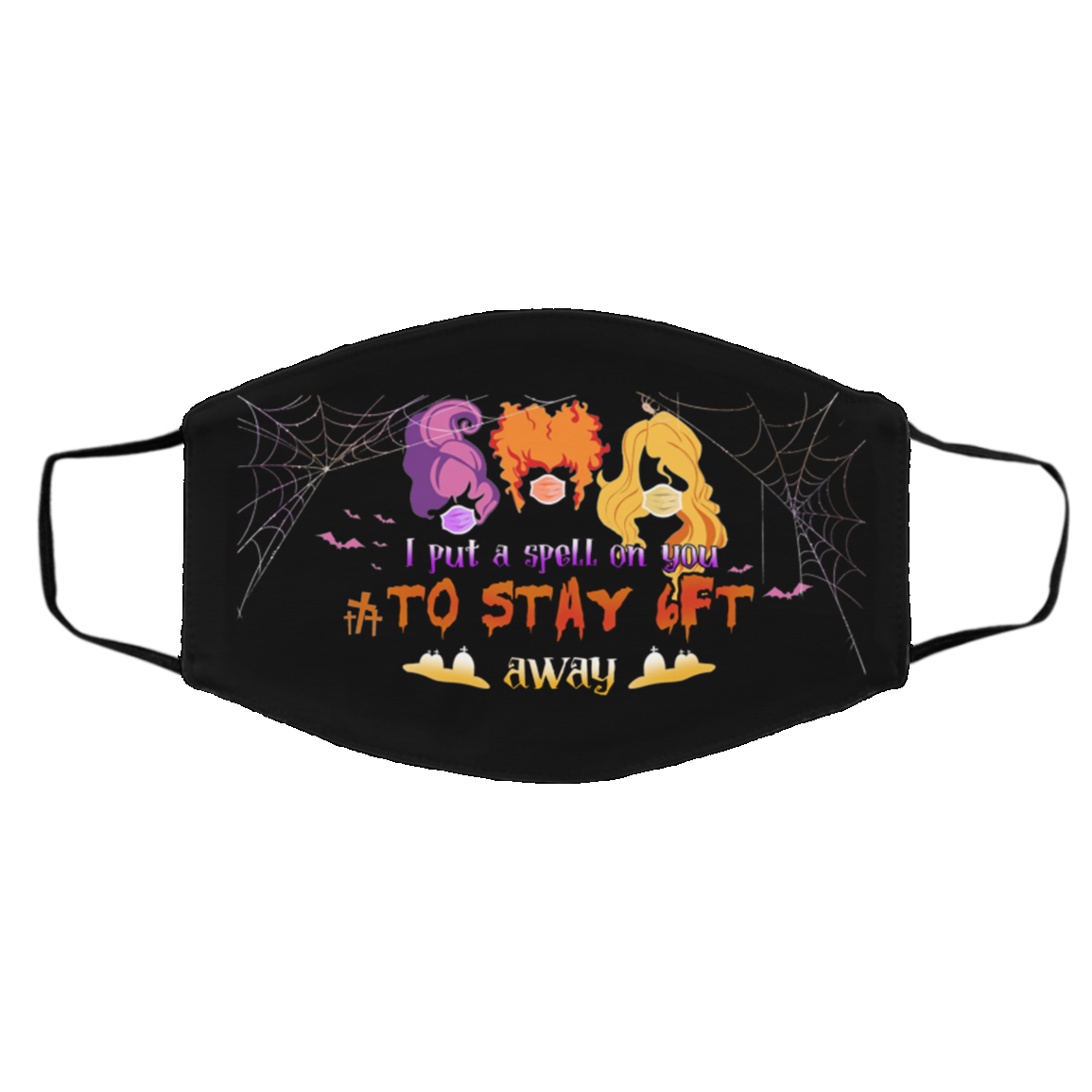 Hocus Pocus I Put A Spell On You To Stay 6ft Away Washable Reusable Custom Printed Cloth Face Mask Cover, Black, Cloth Face Cover – Medium/Large Hocus Pocus I Put A Spell On You To Stay 6ft Away Washable Reusable Custom Printed Cloth Face Mask Cover, Black, Cloth Face Cover – Medium/Large