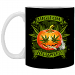 Hellaweed Cannabis Pumpkin Ceramic Coffee Mug - Travel Mug - Color Changing Mug, Black, XP8434 11 oz. White Mug