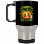 Hellaweed Cannabis Pumpkin Ceramic Coffee Mug - Travel Mug - Color Changing Mug, Black, 14 oz. Silver Travel Mug