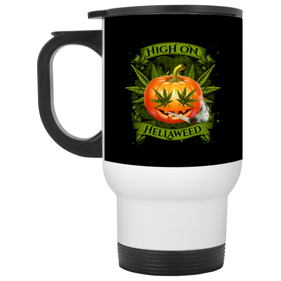 Hellaweed Cannabis Pumpkin Ceramic Coffee Mug - Travel Mug - Color Changing Mug, Black, 14 oz. White Travel Mug Hellaweed Cannabis Pumpkin Ceramic Coffee Mug - Travel Mug - Color Changing Mug, Black, 14 oz. White Travel Mug