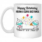 Personalize Social Distancing Birthday Ceramic Coffee Mug - Beer Stein - Water Bottle, White, 11 oz. White Mug