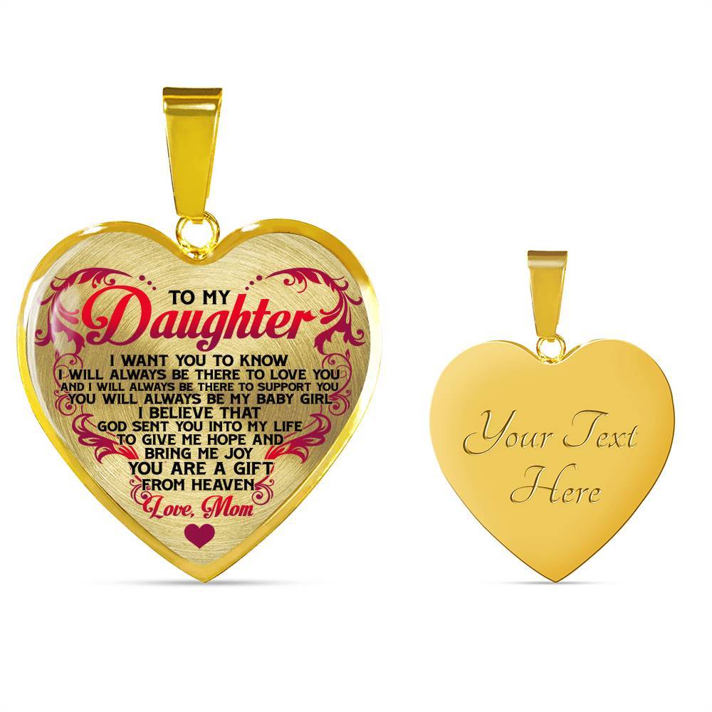 From Mom To My Daughter I Believe That God Sent You Into My Life White Heart Pendant Necklace - Heart Luxury Necklace (Gold Plated)