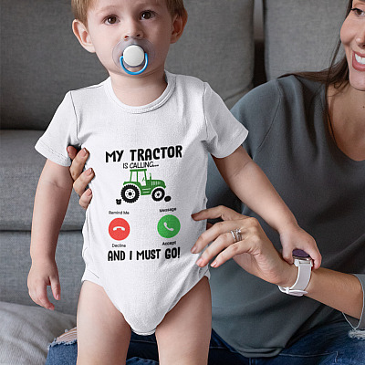 Alternative view of Tractor Is Calling And I Must Go Baby Onesie – Toddler Baby Infant Bodysuit - Newborn Clothing