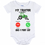 Tractor Is Calling And I Must Go Baby Onesie – Toddler Baby Infant Bodysuit - Newborn Clothing, White, Baby Onesie - 12 Month