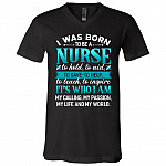 I Was Born To Be A Nurse To Hold To Aid To Save To Help T-Shirt - V-Neck Shirt, Black, V-Neck T-Shirt