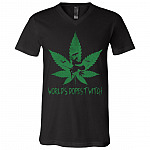 World's Dopest Witch Cannabis Weed Girl Halloween T-Shirt - V-Neck - Funny 420 Halloween Shirt For Women, Black, V-Neck T-Shirt