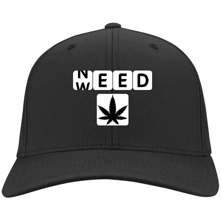 Need Weed Funny Cannabis 420 Twill Cap - High-Profile Snapback Hat, Black, Twill Cap