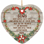 Sons Grow Into Men But In Mothers Hearts They Still Little Boys Heart Ornament - Christmas Holiday Gift, White, Heart Ornament Sons Grow Into Men But In Mothers Hearts They Still Little Boys Heart Ornament - Christmas Holiday Gift, White, Heart Ornament