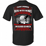 I'm Not A Widower I'm A Husband To A Wife With Wings She Always In My Heart Print On Back Only T-Shirt, Black, Unisex T-Shirt
