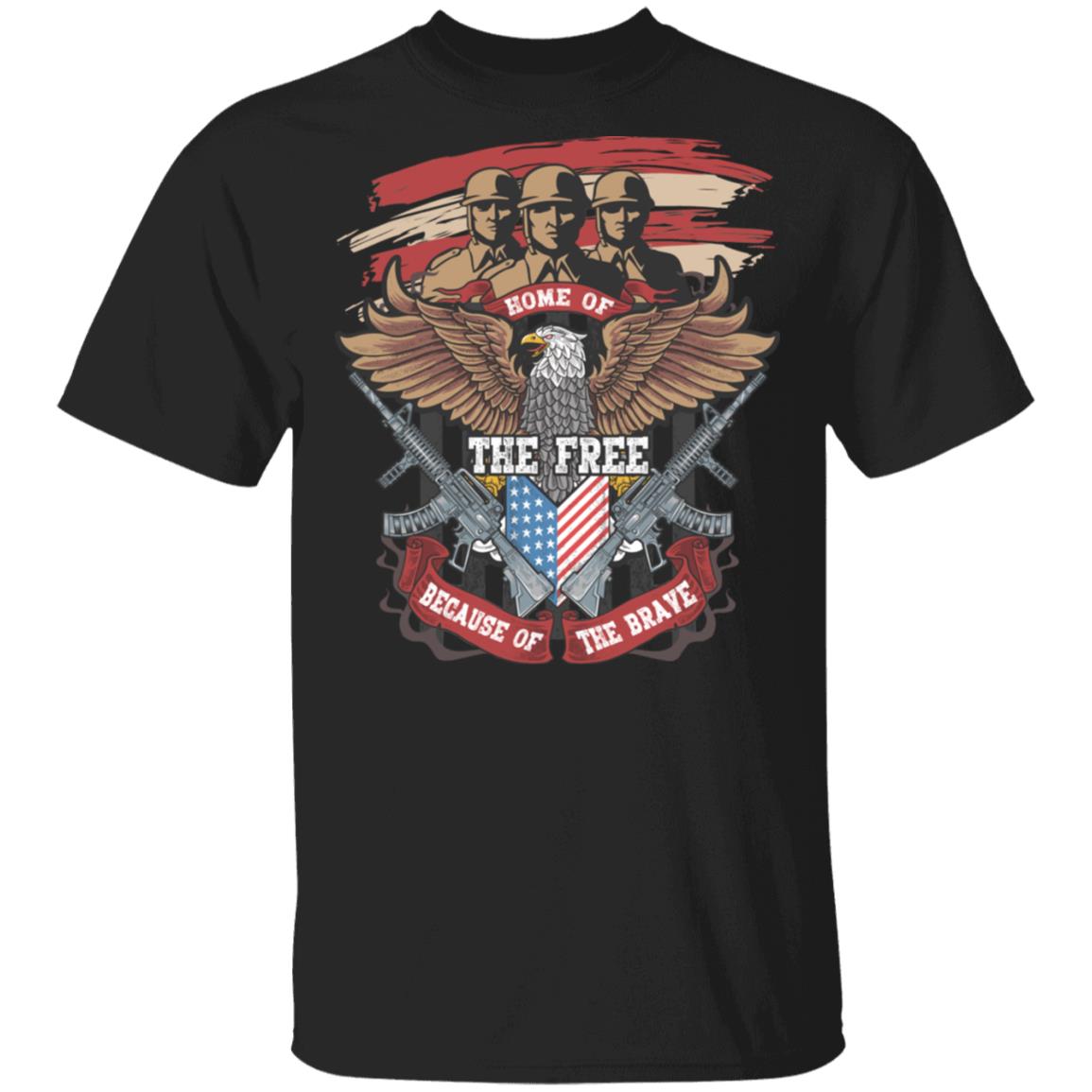Home Of The Free Because Of The Brave Eagle Veteran T-Shirt - Vintage Veteran Gift, Black, Unisex T-Shirt