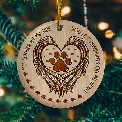 Alternative view of No Longer By My Side You Left Pawprints In My Heart Christmas Circle Ornament - Holiday Decoration Gift